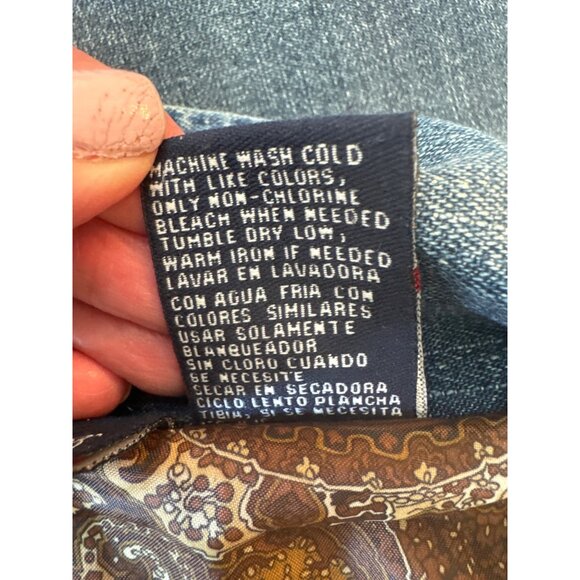 90's Denim Anorak Jacket Bill Blass Womens Denim Long Jacket Size 8 With Button - Picture 6 of 12